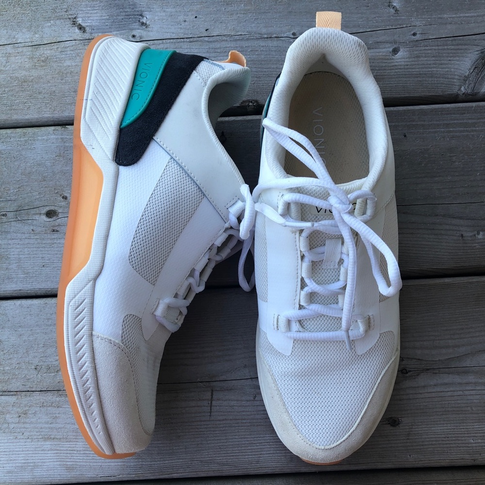 Vionic Women's 9.5 Fearless Comfort Runners Shoes White Sneakers Leather Mesh